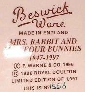 Mrs. Rabbit and the Four Bunnies BP-8b Backstamp